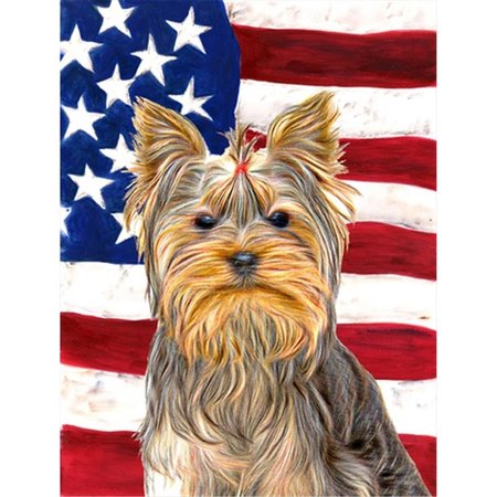 PATIOPLUS USA American Flag with Yorkie & Yorkshire Terrier Flag Garden Size PA632013